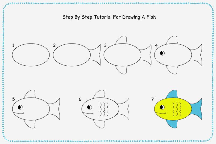 hình vẽ cách vẽ con cá đơn giản dễ thương nhất
