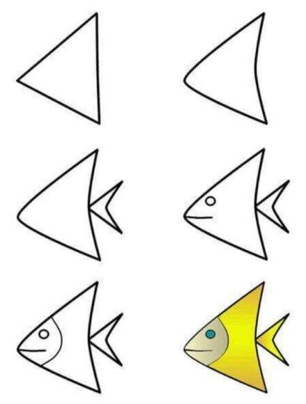 cách vẽ con cá vàng hoạt hình