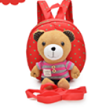 balo gấu đỏ sọc hồng hiệu OEM; chất liệu: bên trong lót vải dù, ko thấm ướt. gấu có thể tháo rời có dây kèm theo để giữ bé :)
 Size: 22 x 9 x 23 cm