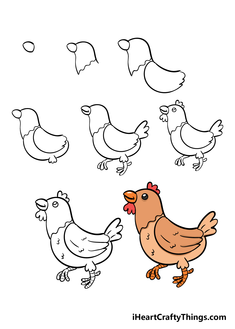 cách vẽ gà trong 8 bước