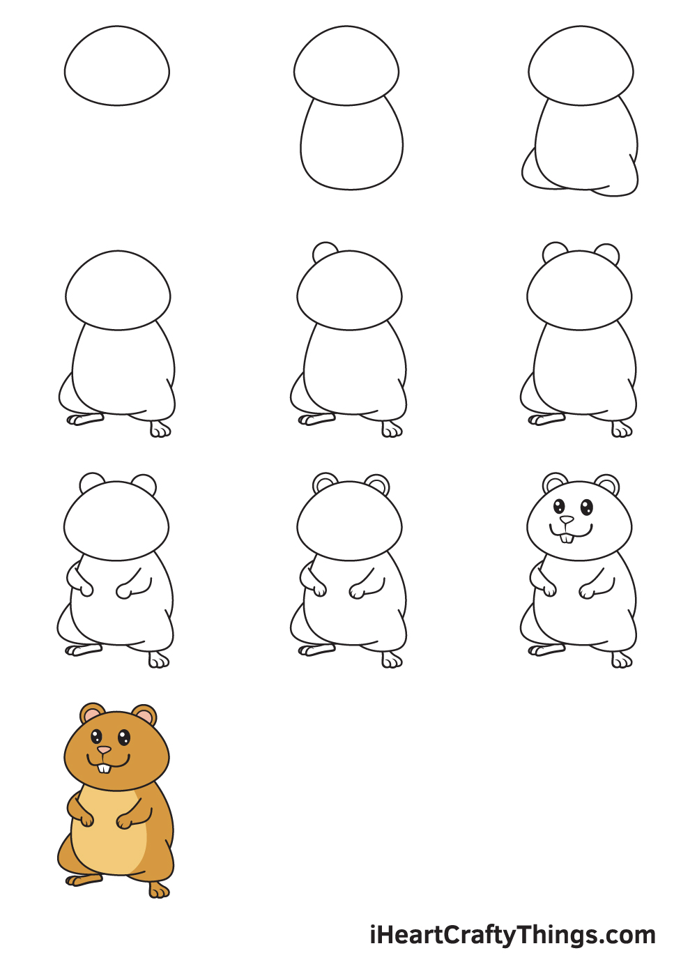Drawing Hamster in 10 Easy Steps - Hướng dẫn cách vẽ con chuột hamster đơn giản với 9 bước cơ bản