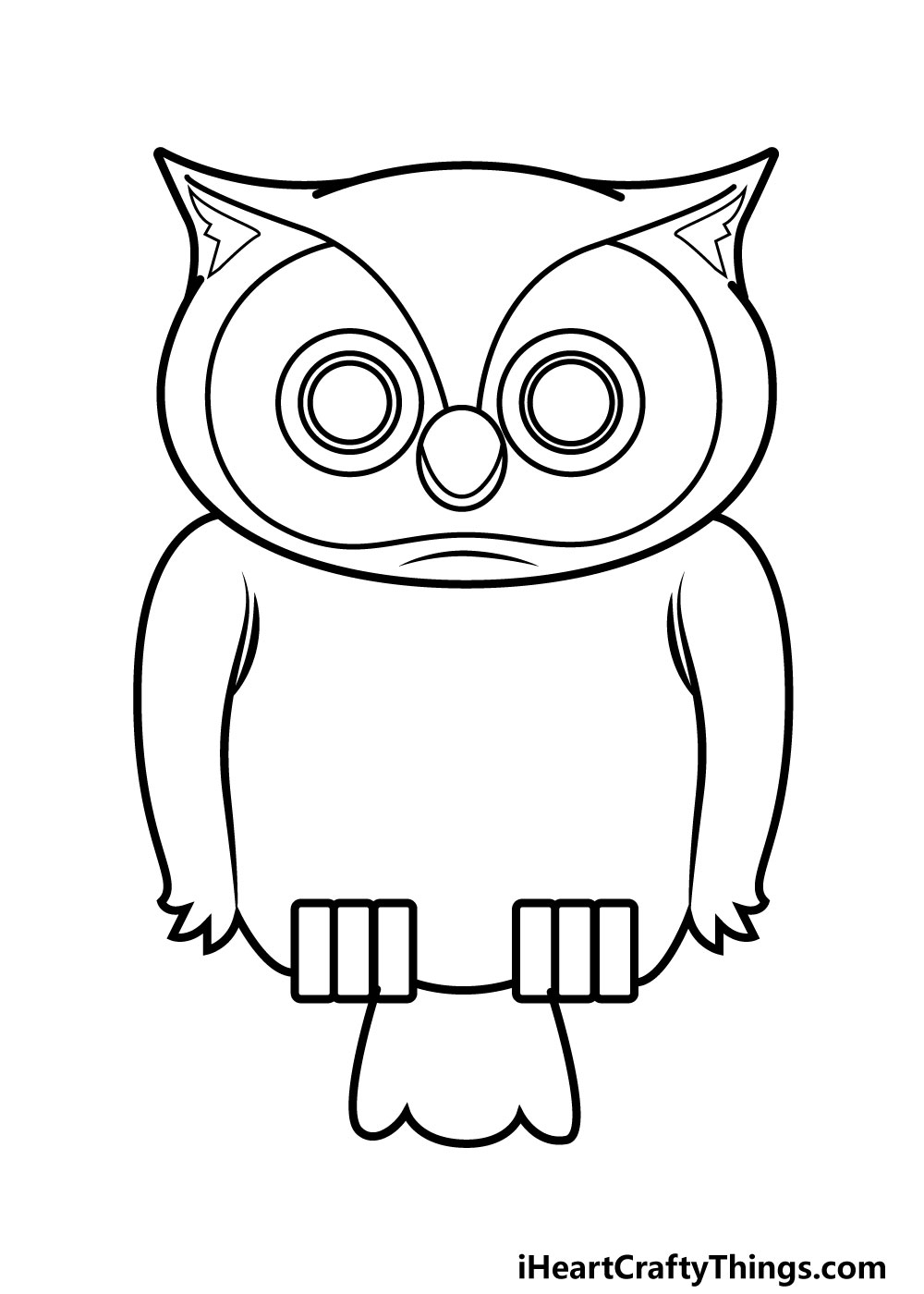 Drawing Owl Step 7 - Hướng dẫn chi tiết cách vẽ cú mèo đơn giản gồm 9 bước cơ bản