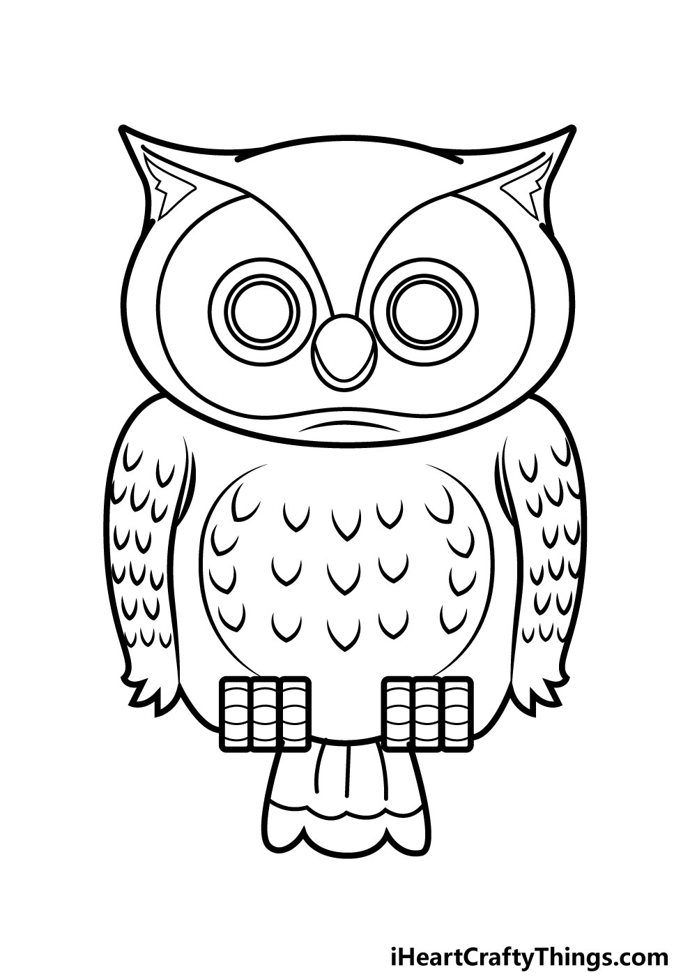 Drawing Owl Step 8 - Hướng dẫn chi tiết cách vẽ cú mèo đơn giản gồm 9 bước cơ bản