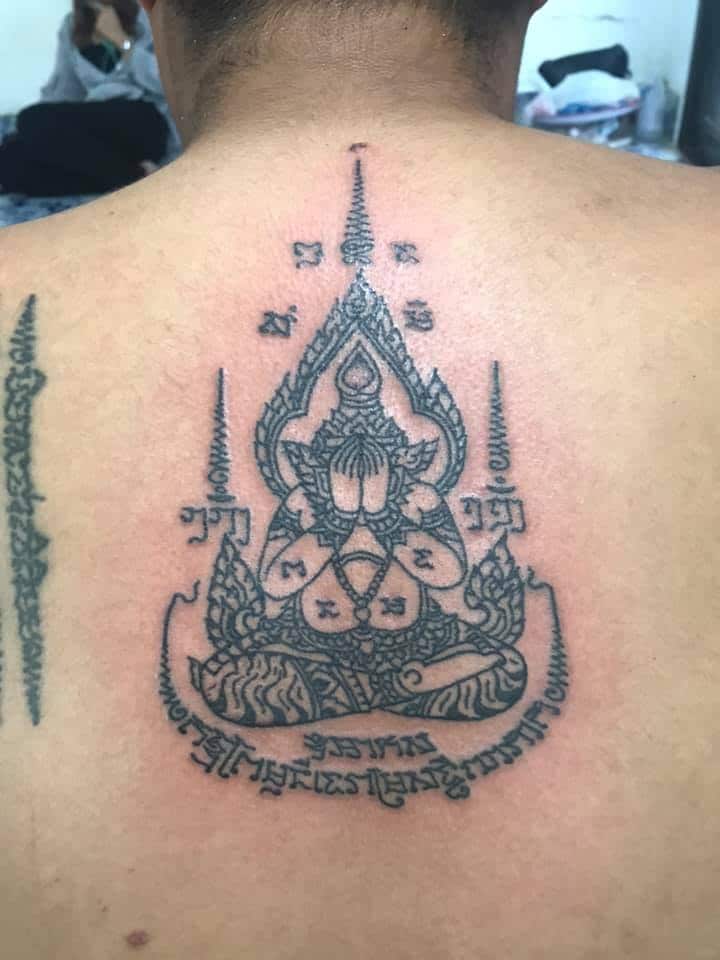 Hình tattoo Phật bịt mặt Khmer Thái Lan