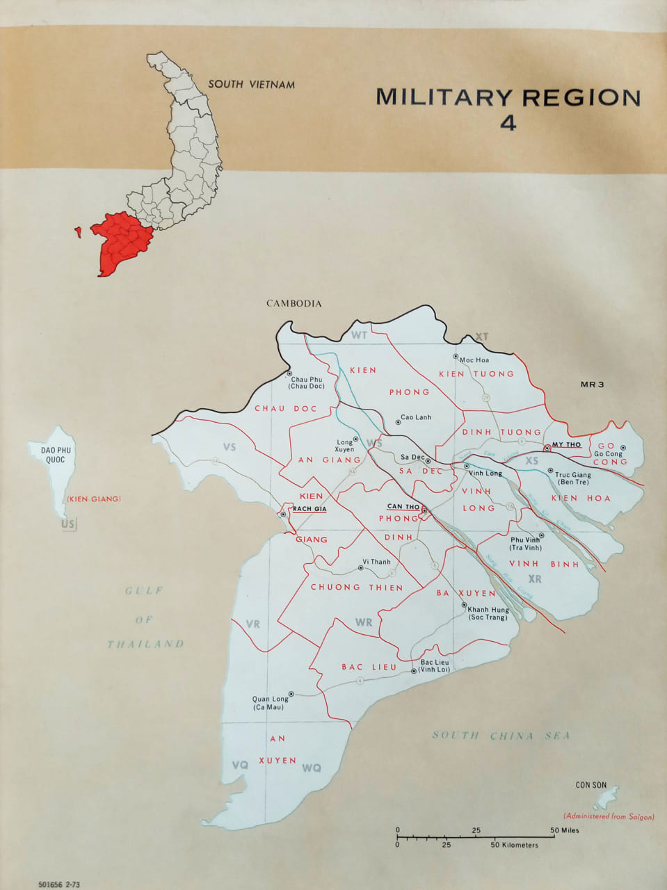 Bản đồ vùng 4 chiến thuật năm 1972 Military region