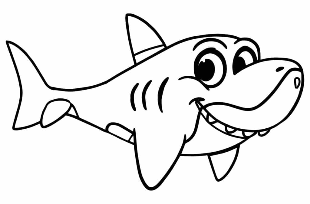 Tranh con cá mập cho bé tập tô đơn giản