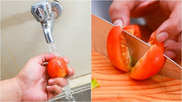 Cắt cà chua thật nhuyễn ra thành hình hạt lựu
