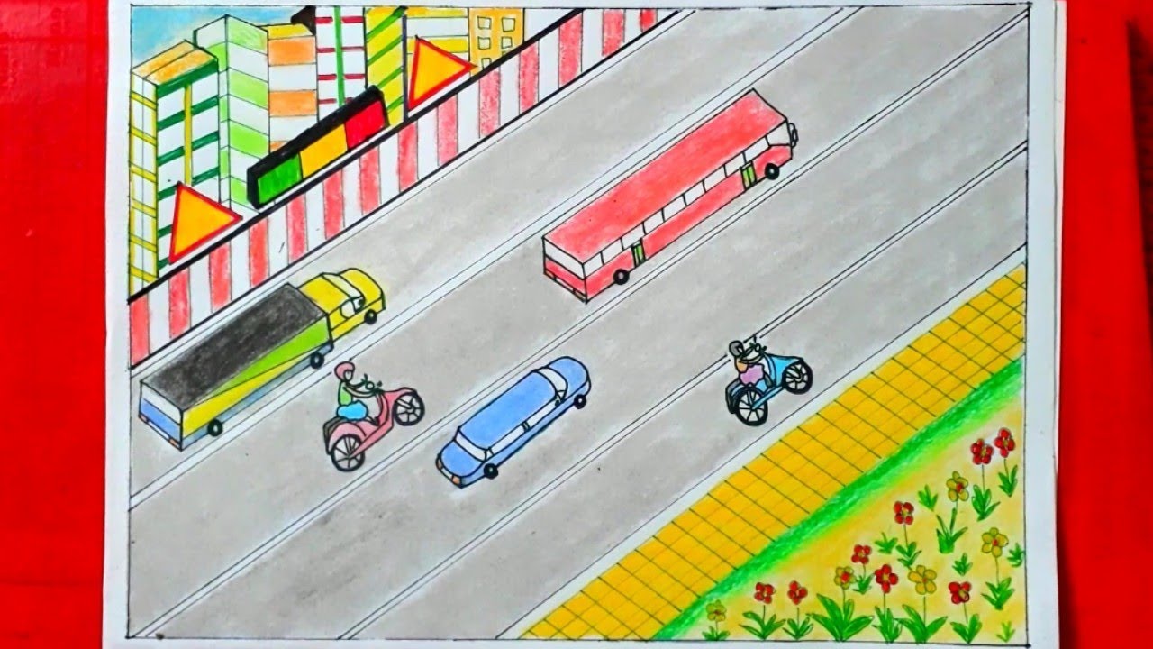 Hình ảnh tranh vẽ an toàn giao thông đi đúng đường