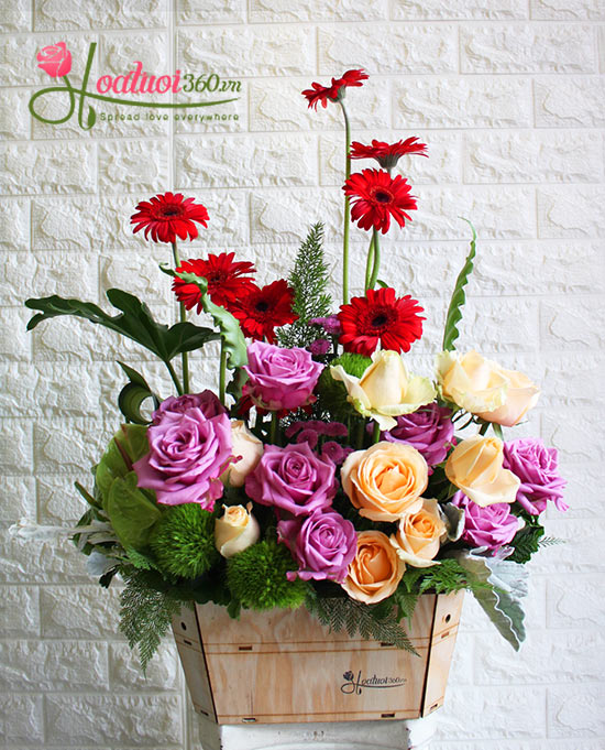 Hộp hoa sinh nhật bằng hoa hồng tím đẹp nhất
