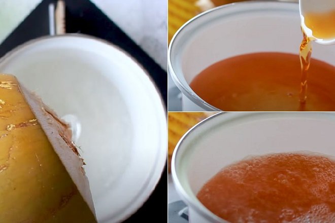 nấu sôi nước dừa với nước mắm