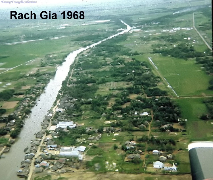 Không ảnh nhánh sông Cái Sắn - Kiên Thành (Rạch Sỏi) Rạch Giá Kiên Giang năm 1968 - Photo by Joe Tilghma