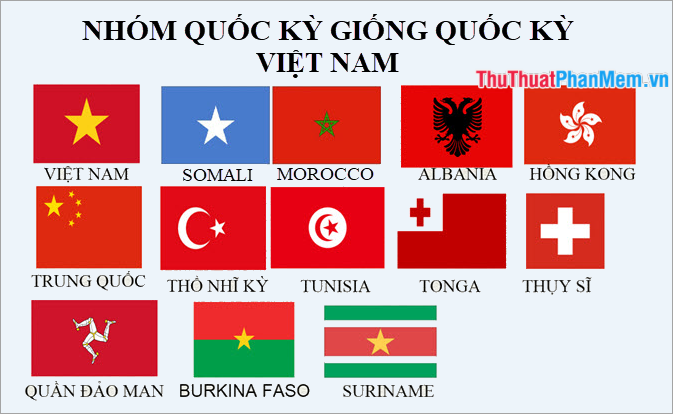 Nhóm các lá cờ giống với lá cờ Việt Nam