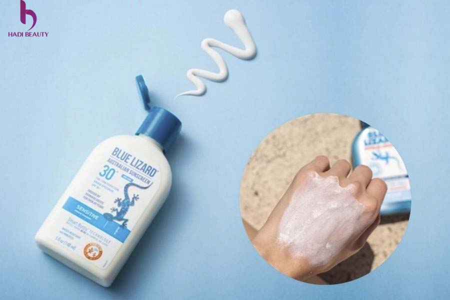 review kem chống nắng cho bà bầu Blue Lizard Australian Sunscreen For Sensitive Skin SPF 30+