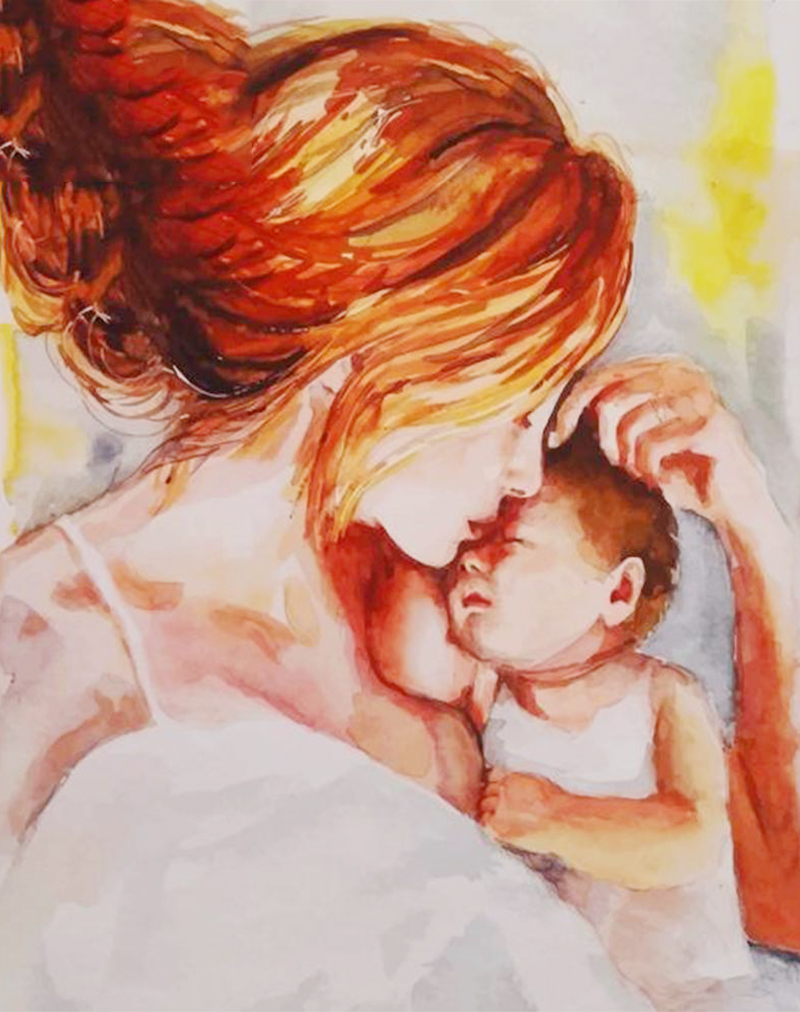 Tranh vẽ mẹ và con gái dễ thương nhất