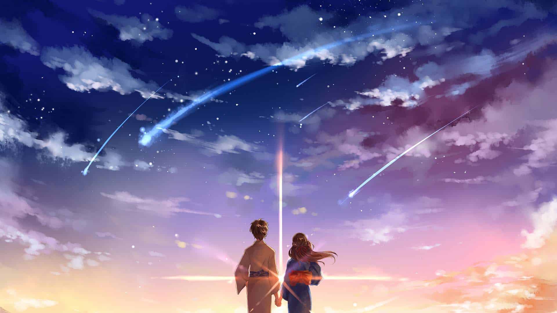 Ảnh nền Anime Galaxy cặp đôi lãng mạn