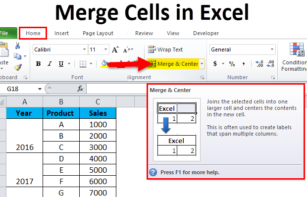 Merge Cells in Excel