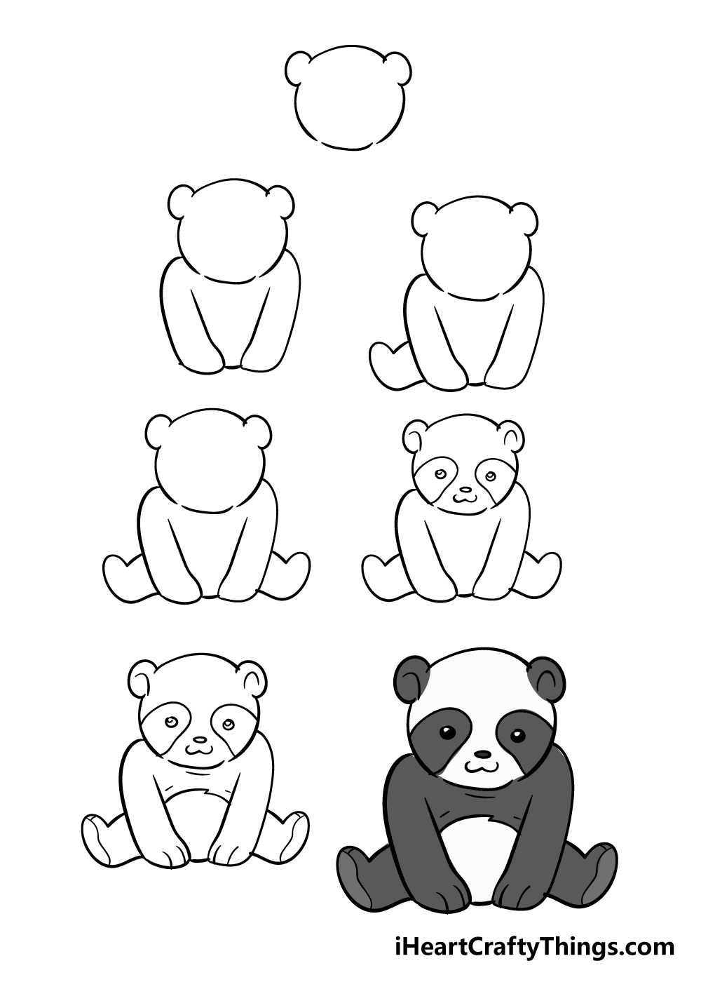 Panda in 7 steps - Hướng dẫn chi tiết cách vẽ con gấu trúc cute dễ thương với 7 bước đơn giản