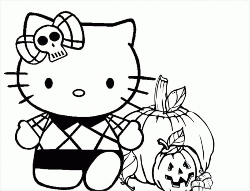 Các mẫu tranh tô màu Hello Kitty trong ngày Halloween đẹp nhất