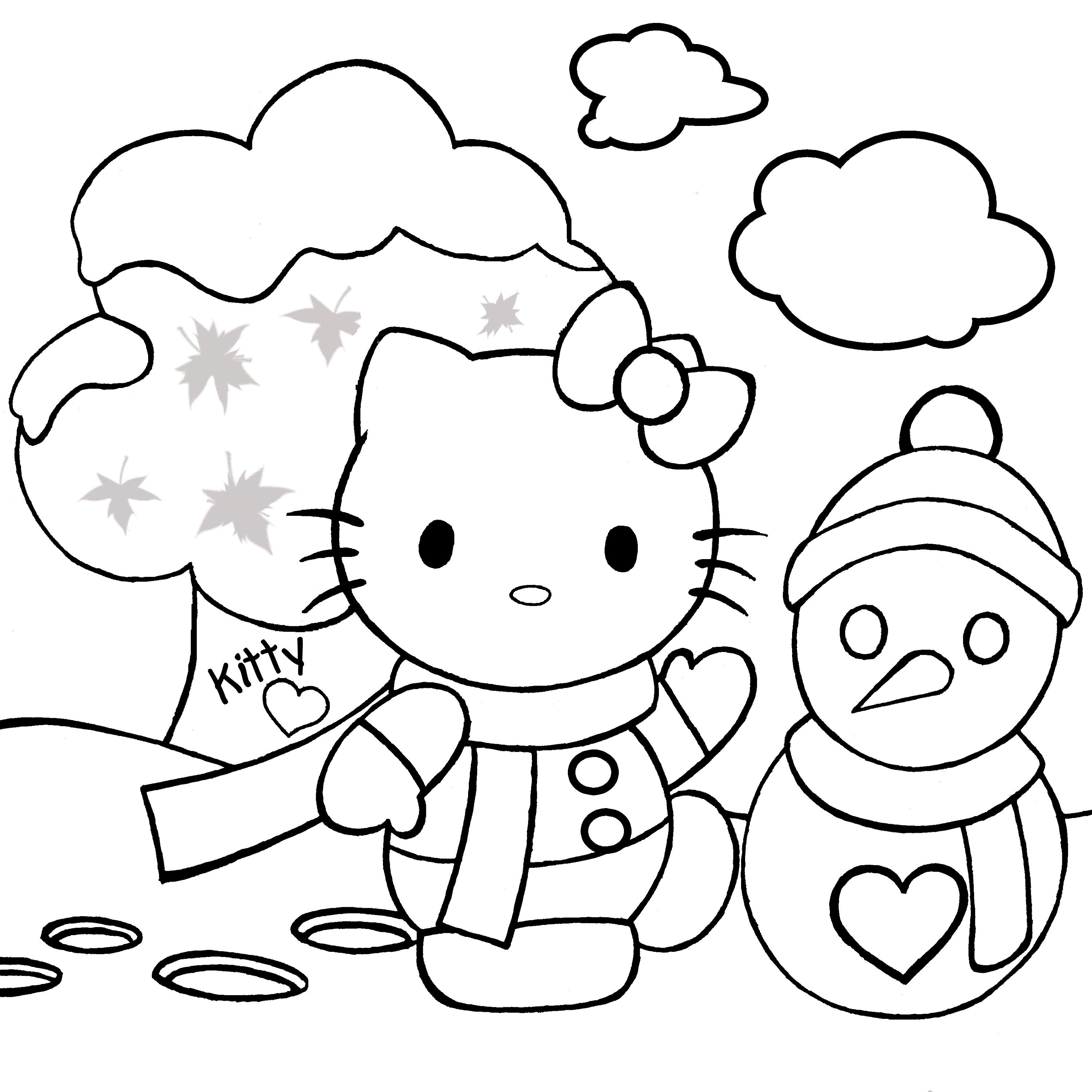 Hello Kitty mẫu tranh cho bé tô màu