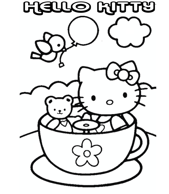 Hello Kitty mẫu tranh tô màu cho bé