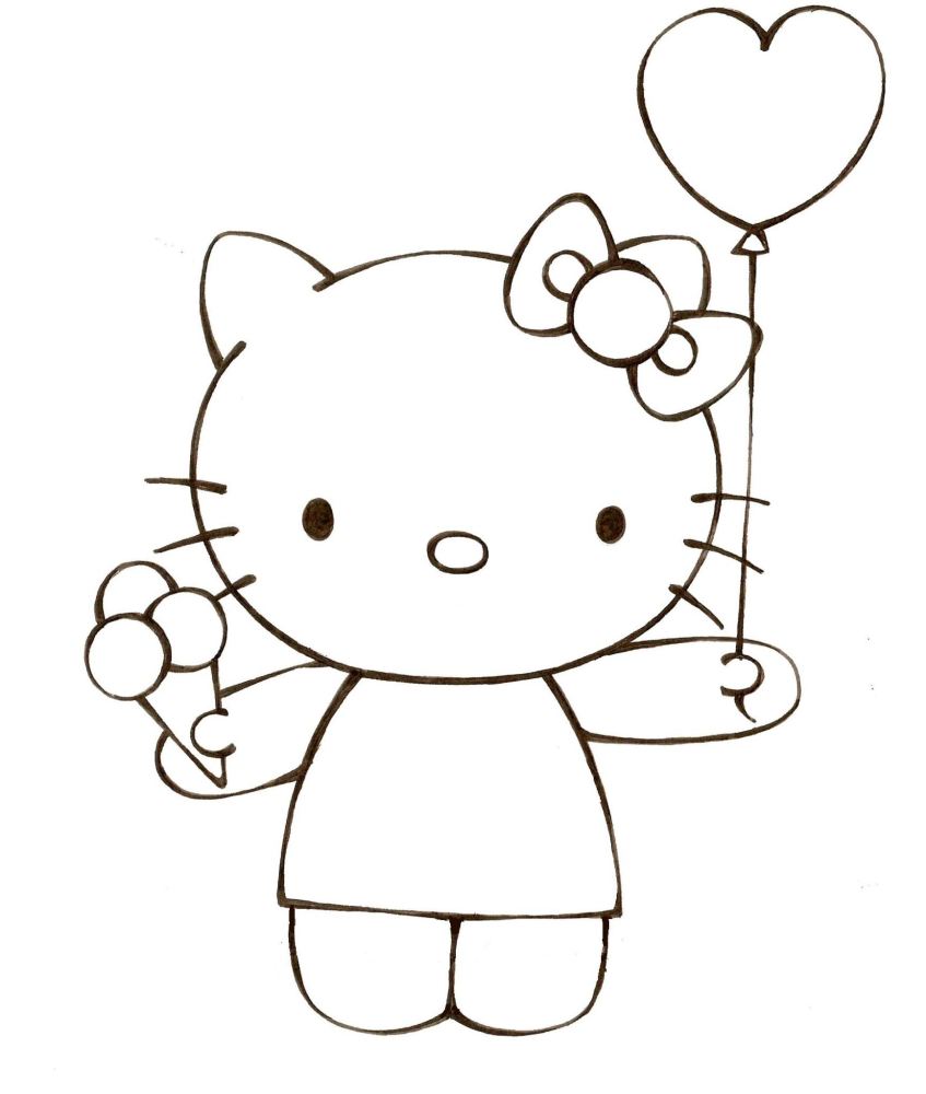 Hello Kitty mẫu tranh tô màu đẹp cho bé