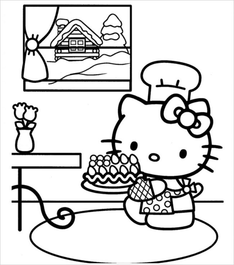 Hình ảnh tranh tô màu Hello Kitty cho bé