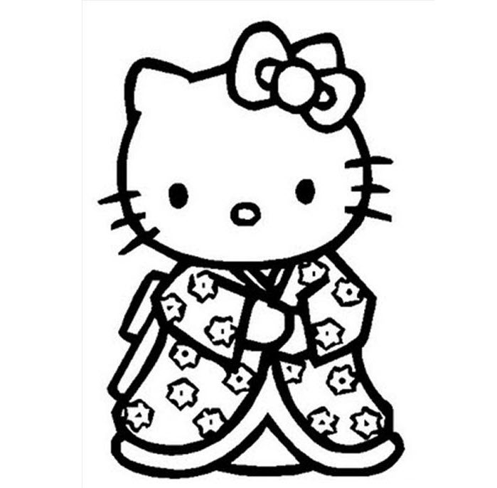 Mẫu tranh tô màu mèo Hello Kitty dễ thương và đẹp nhất cho bé