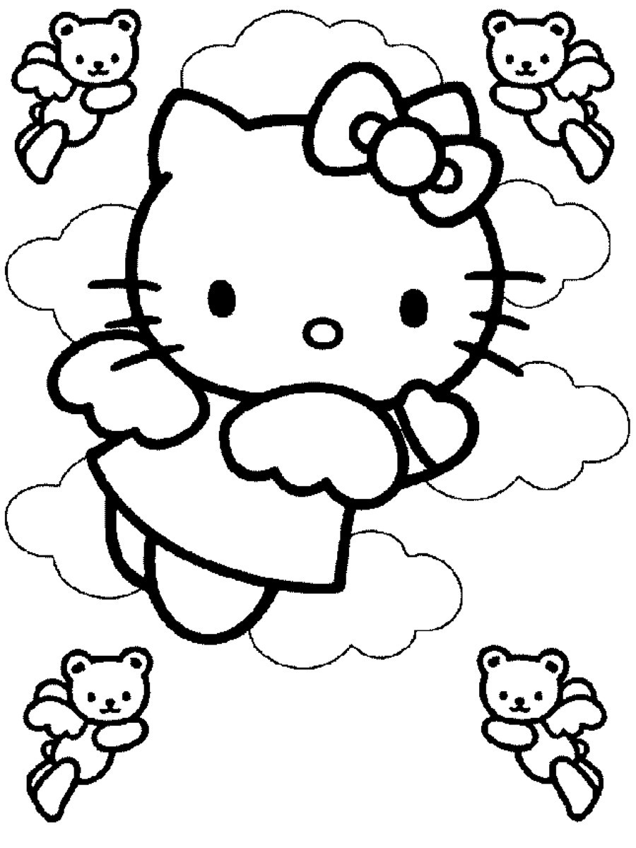 Mẫu tranh tô màu Mèo Hello Kitty siêu đẹp