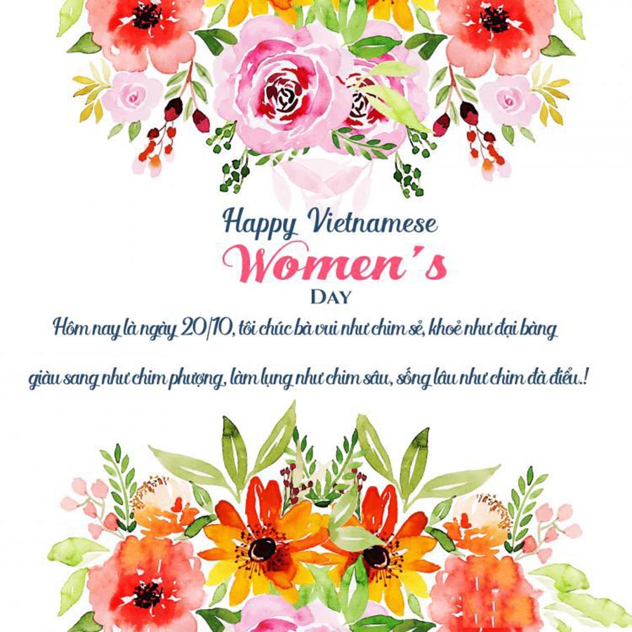 Thiệp chúc mừng bạn bè đồng nghiệp ngày phụ nữ Việt nam 20-10