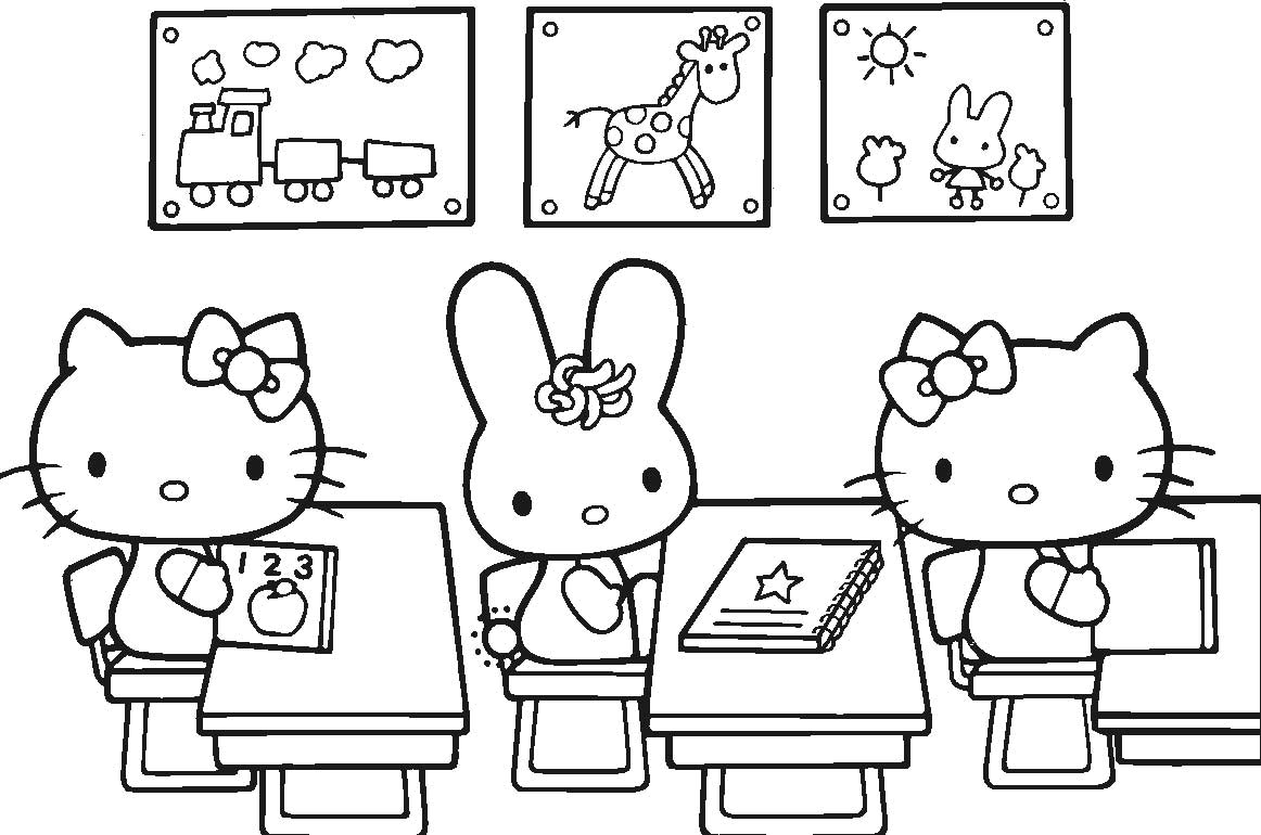 Tô màu tranh Hello Kitty mẫu vẽ đẹp dành cho bé