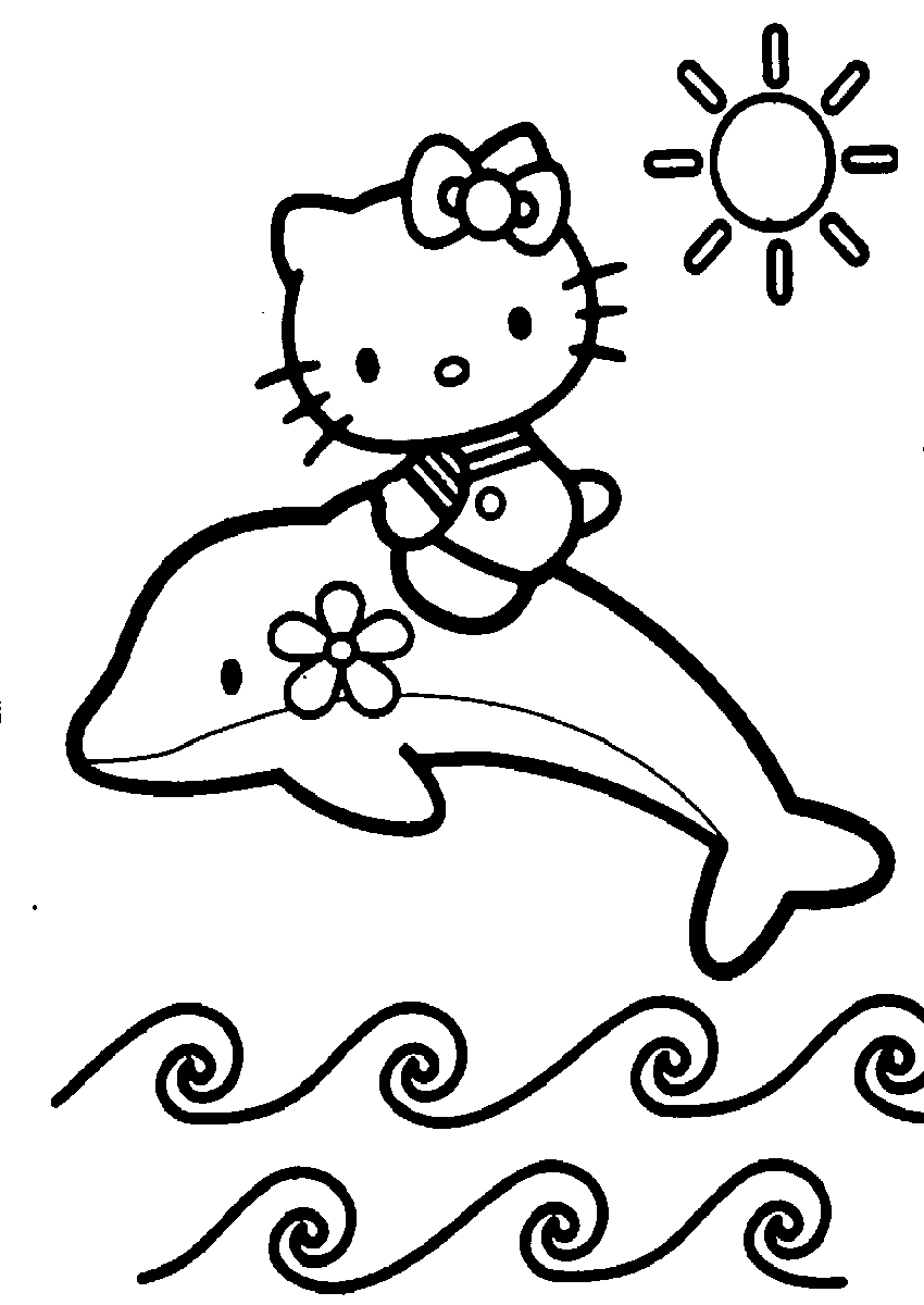 Tranh tô màu mèo Hello Kitty mẫu vẽ đẹp nhất