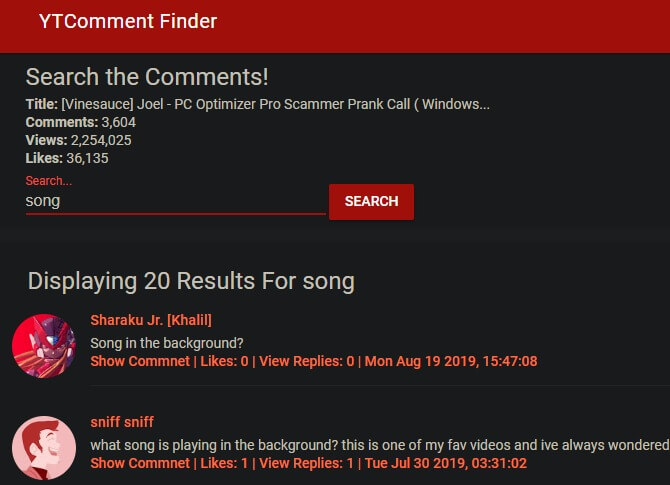 YTComment Finder