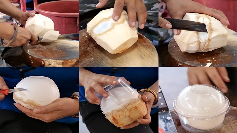 Cách gọt dừa kiểu Thái Lan