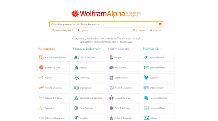 Công cụ tìm kiếm wolframalpha.com
