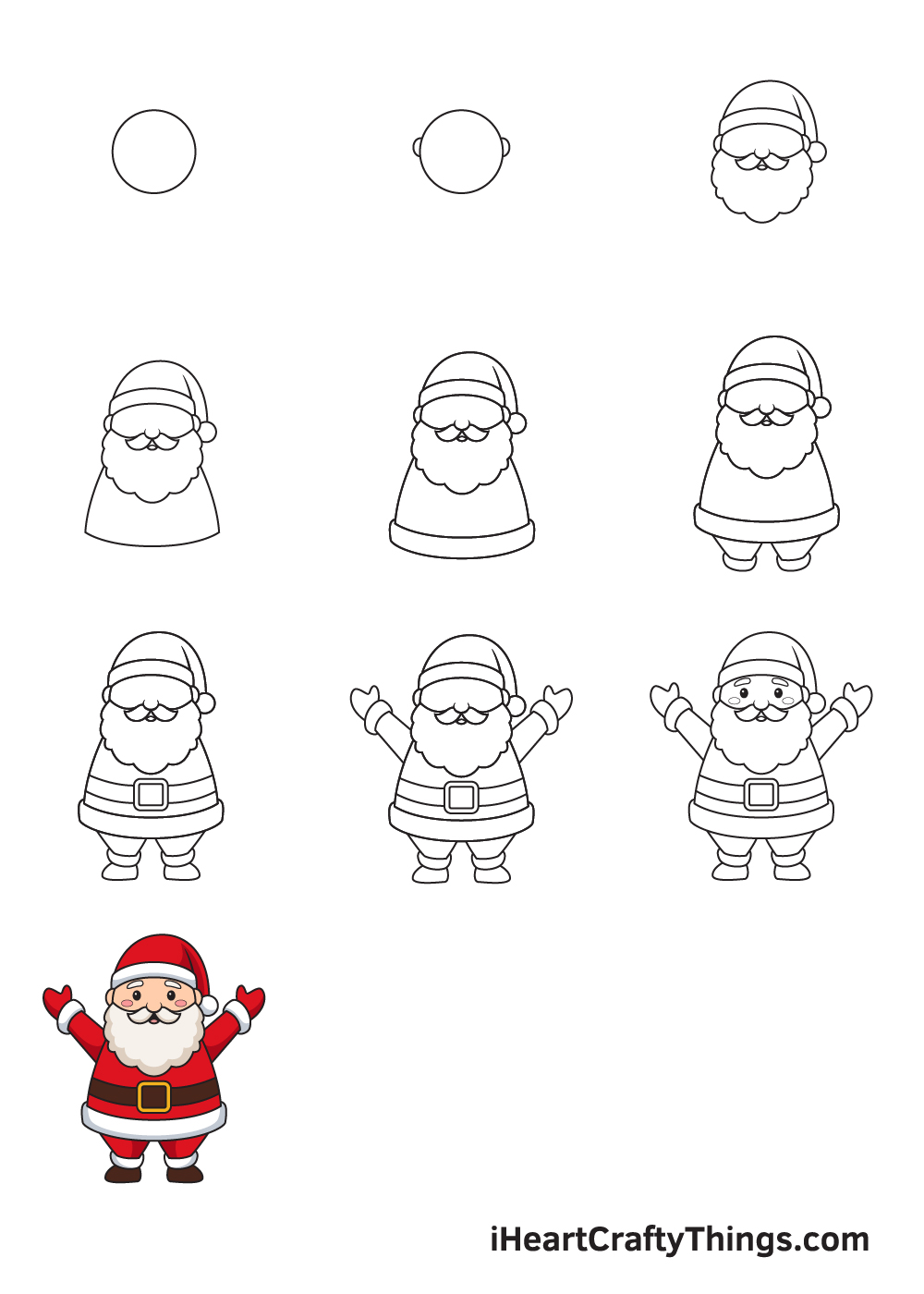 Drawing Santa Claus in 10 Easy Steps - Hướng dẫn chi tiết cách vẽ ông già noel đơn giản đẹp với 9 bước cơ bản