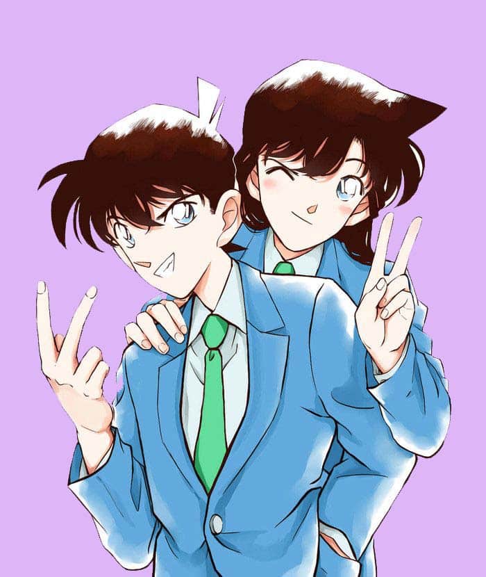 Hình Anime Kudo Shinichi và Ran cute dễ thương