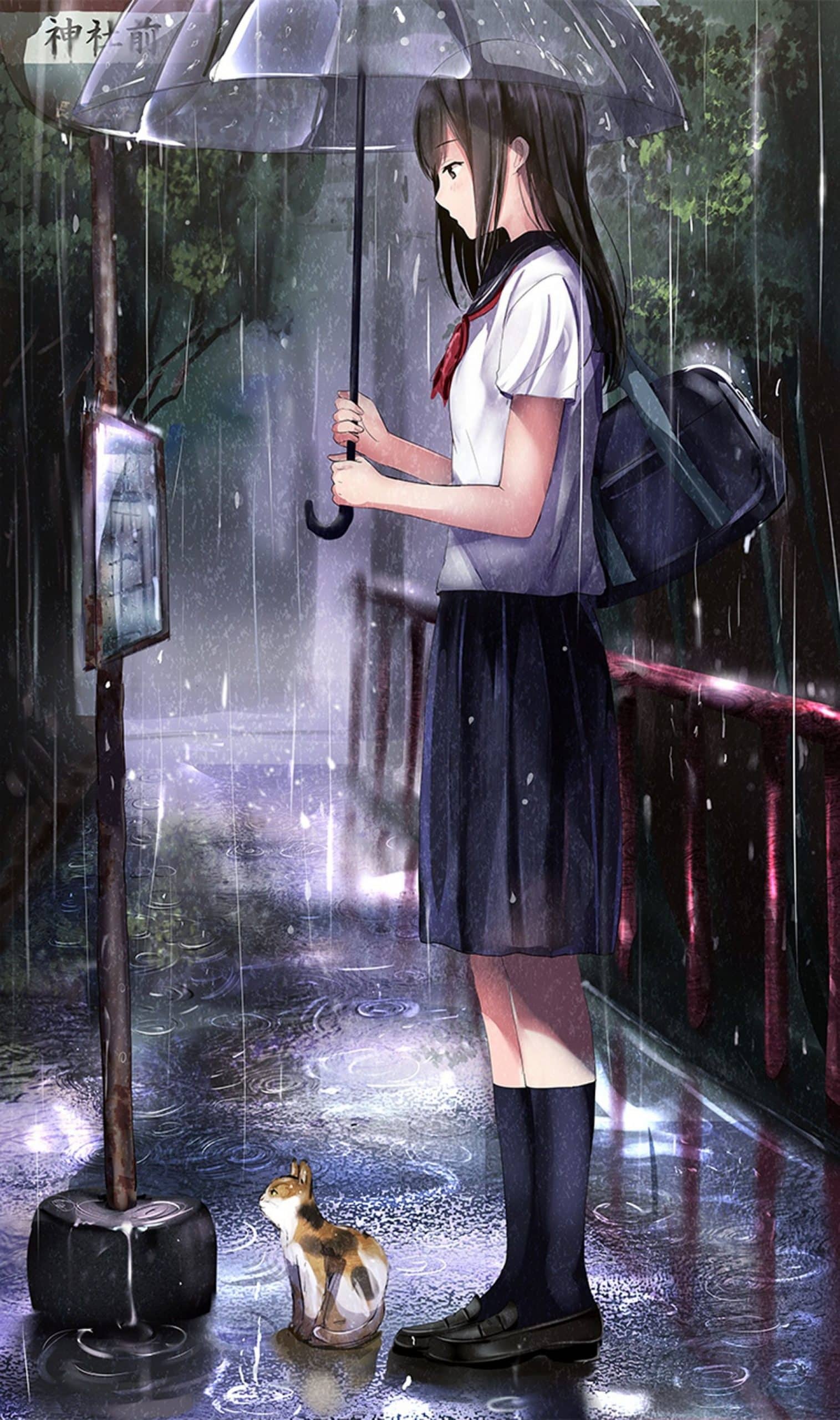 Hình Anime Nữ Buồn trong mưa