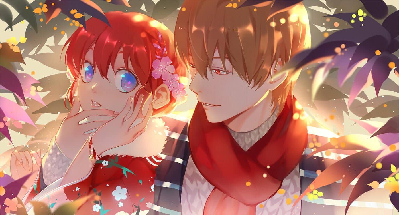 Hình Anime Tết cặp đôi lãng mạn