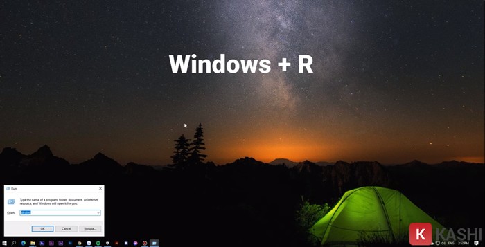 Nhấn đồng thời 2 phím "Windows+R" 