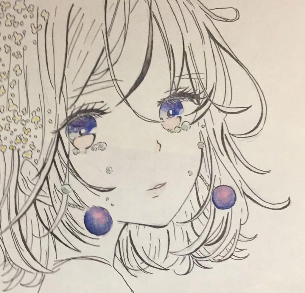 Vẽ hình Anime Nữ Buồn khóc