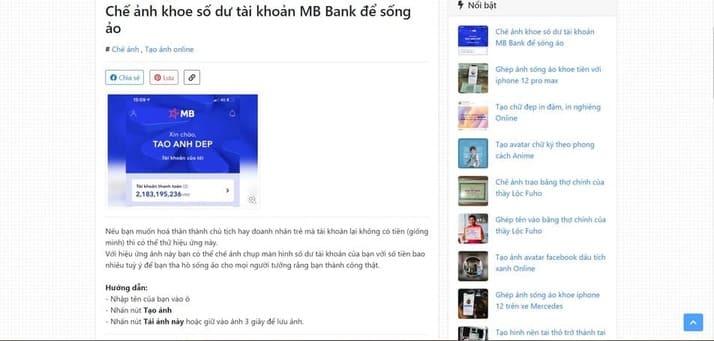 tạo ảnh số dư tài khoản MB Bank