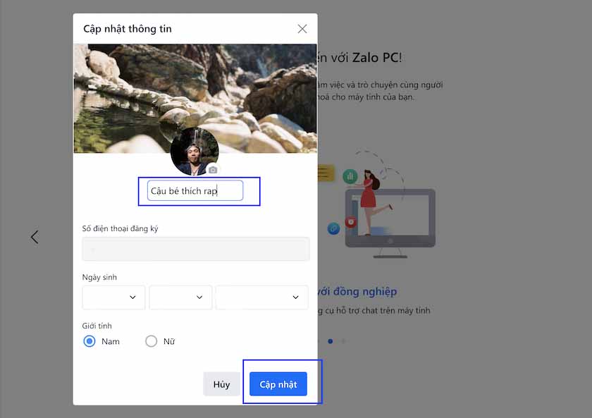 Cách đổi tên Zalo trên nền tảng web browser