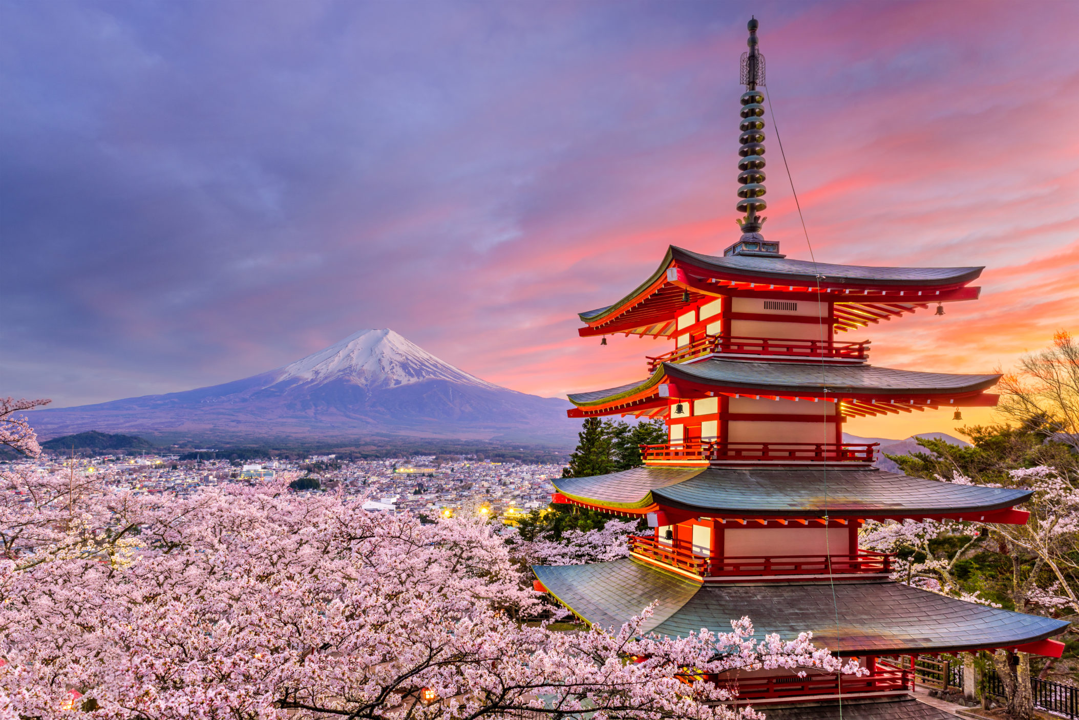 Hình ảnh Nhật Bản tuyệt đẹp đình đài lầu các nhìn ra núi Phú Sĩ