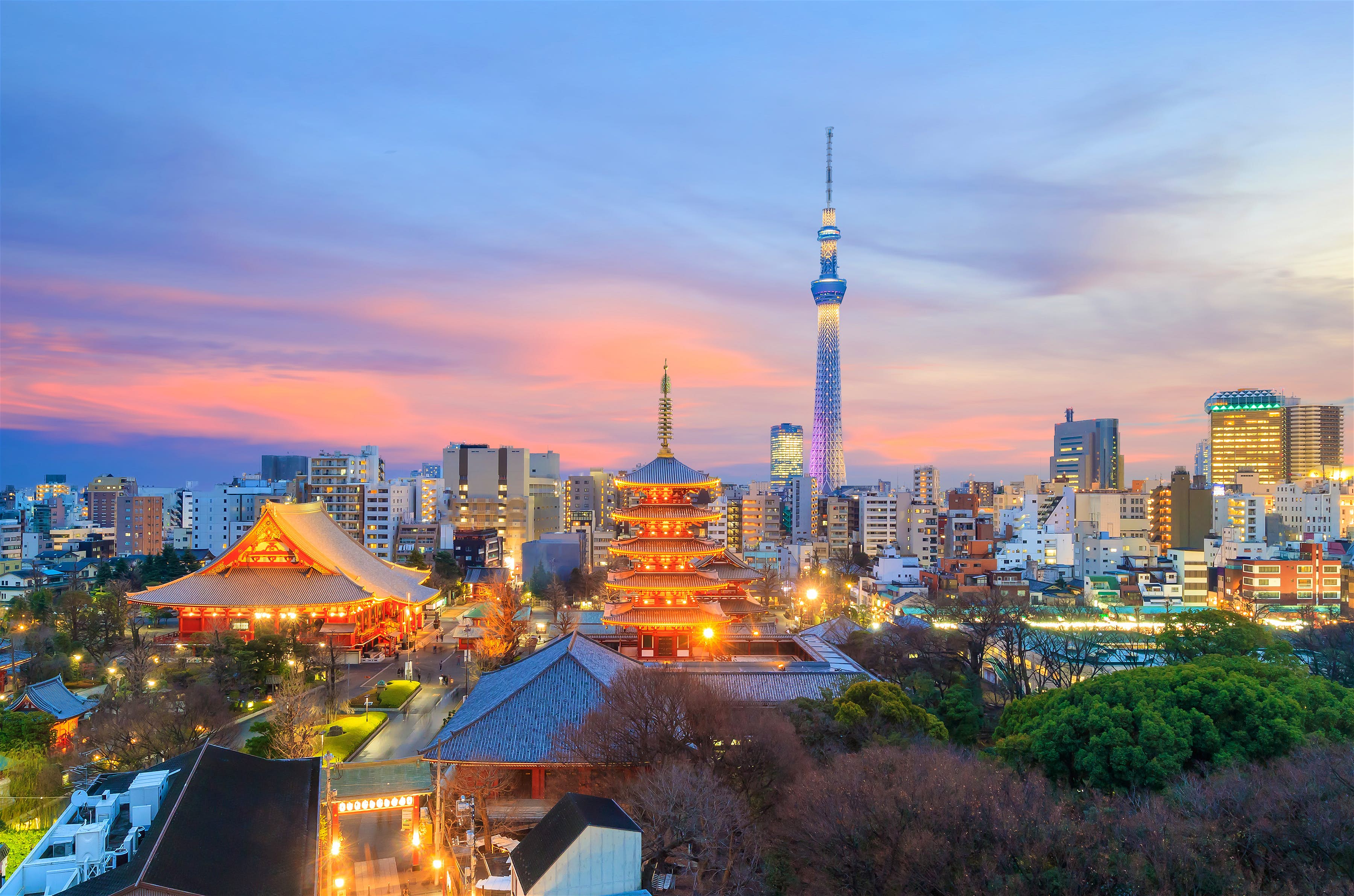Hình ảnh thành phố lên đèn của Nhật Bản