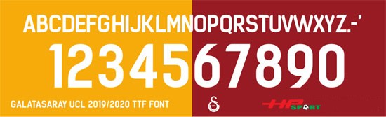 Bộ phông chữ số áo Galatasaray 2020 (File .ttf)