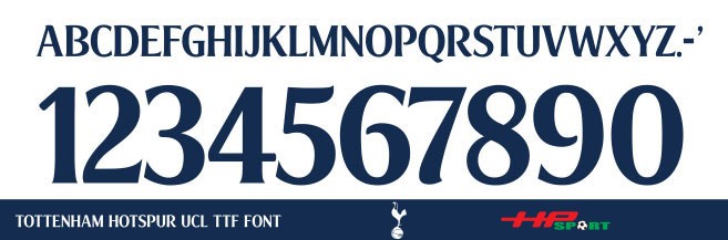Font chữ áo bóng đá Tottenham Hotspur 2020 (File .ttf)