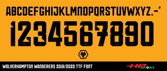 Font số áo Wolverhampton Wonderers 2020 (File .ttf)