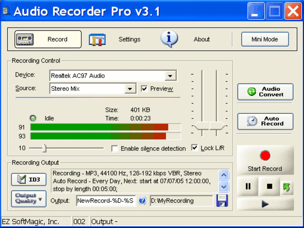 Phần mềm thu âm Audio Recorder Pro