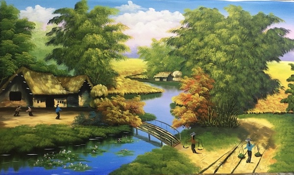 tranh phong canh dong que 10 - Hướng dẫn vẽ tranh phong cảnh quê hương đơn giản mà đẹp!