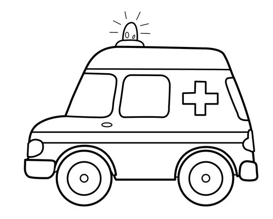 tranh tô màu xe cứu thương cho bé tập tô
